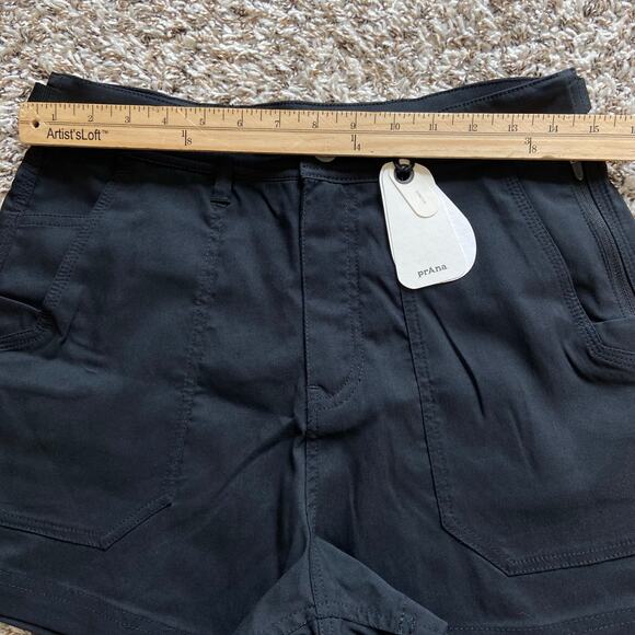 Prana Stretch Zion Cargo 3" Short Women's 8 Black Standard Fit High Rise Stretch - Picture 9 of 13